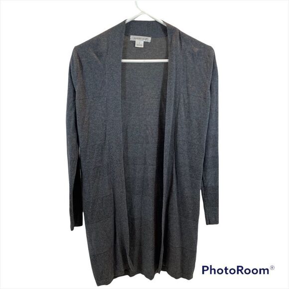 August Silk Grey Open Front Cardigan Sweater Size Small - Picture 5 of 11
